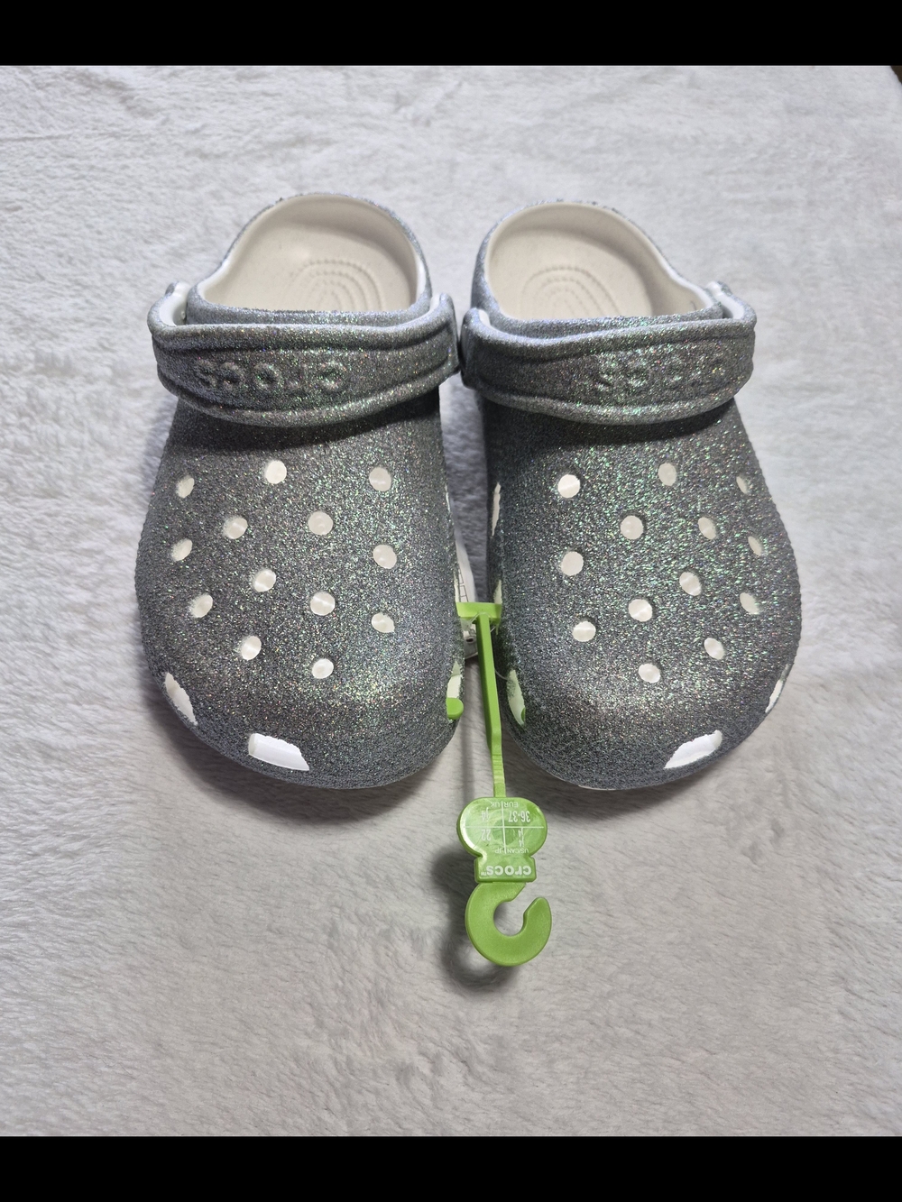 CROCS Kids White Silver Glitter Size J4